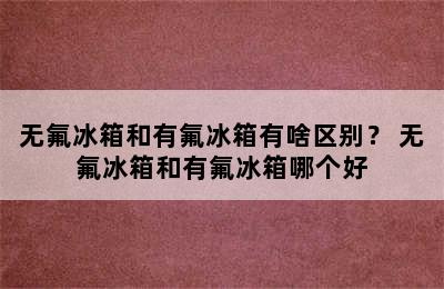 无氟冰箱和有氟冰箱有啥区别？ 无氟冰箱和有氟冰箱哪个好